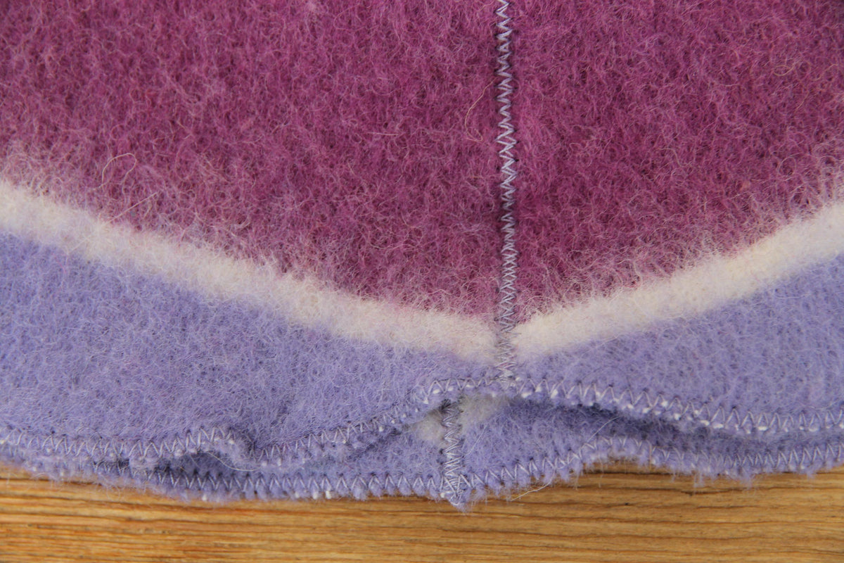Purple Striped Wool Sauna Hat , Natural Felted Wool Bath Cap for Banya , Sauna Thermal Protection Accessories , Handmade Spa Gift for Women