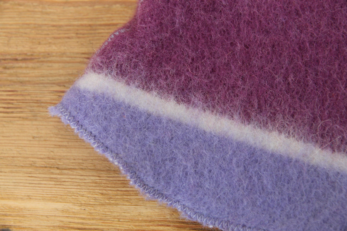 Purple Striped Wool Sauna Hat , Natural Felted Wool Bath Cap for Banya , Sauna Thermal Protection Accessories , Handmade Spa Gift for Women