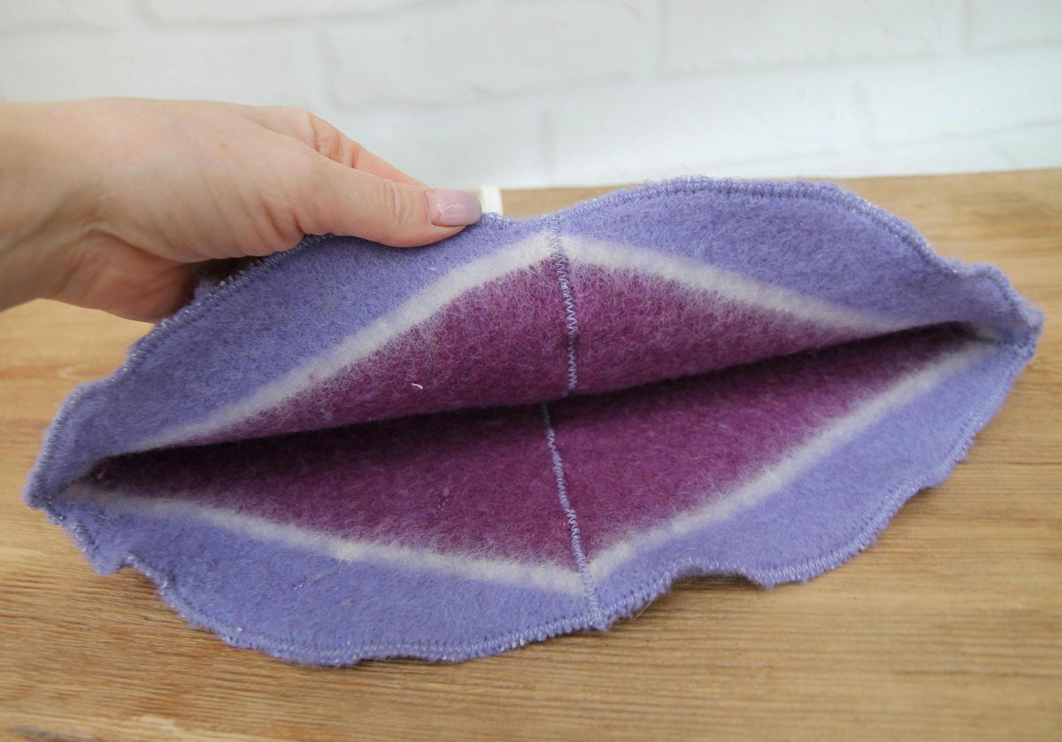 Purple Striped Wool Sauna Hat , Natural Felted Wool Bath Cap for Banya , Sauna Thermal Protection Accessories , Handmade Spa Gift for Women