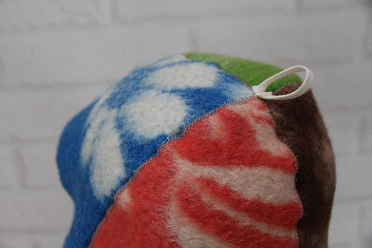 One-of-a-Kind Handmade Wool Sauna Hat , Colorful Patchwork Wool Felt Banya Cap with Hanging Loop , Unique Spa Sauna Accessory