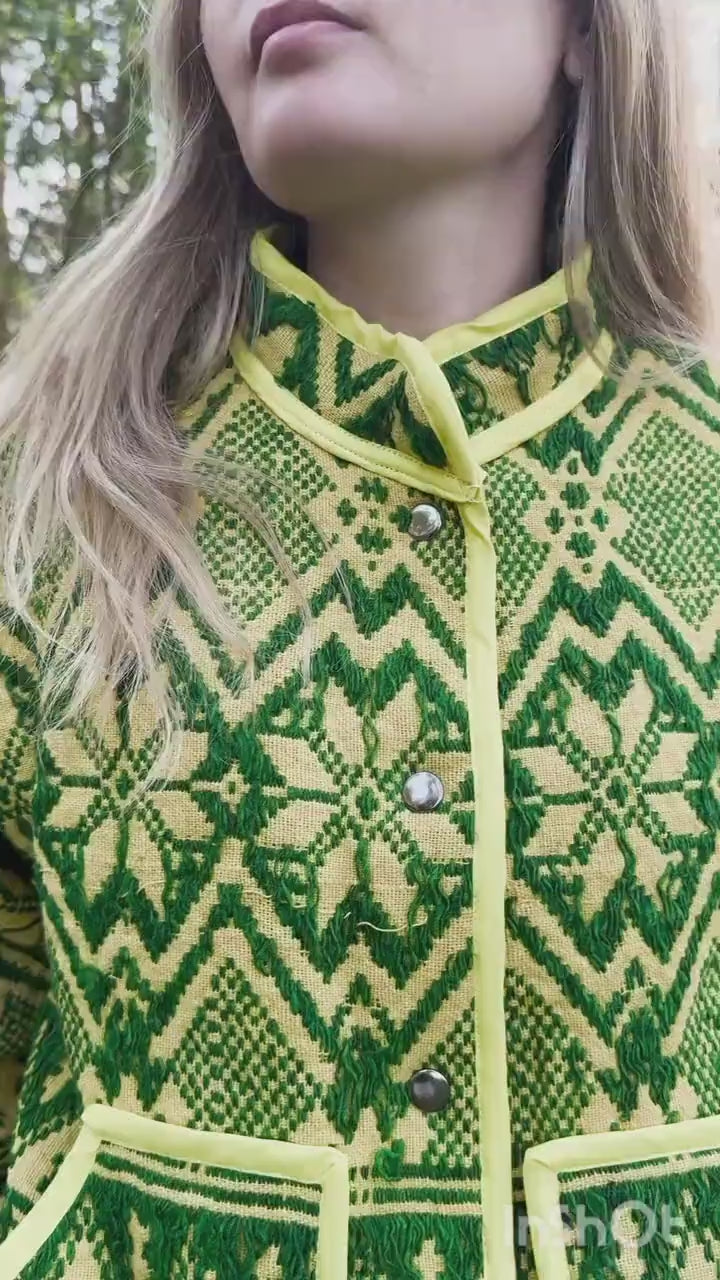 Upcycled Vintage Geometric Quilted Jacket, Boho Eco-Friendly Festival Wear