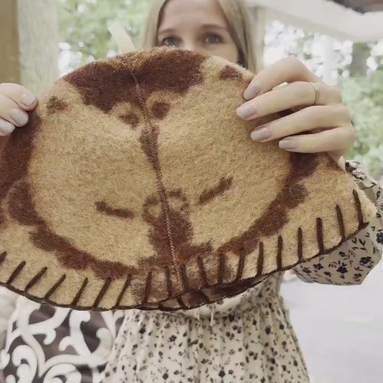Upcycled Wool Sauna Hat – Unique Patterned Banya Cap for Steam Room