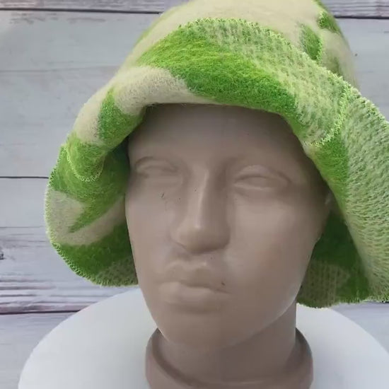 Sauna hat wool,green banya hat,sauna accessories,sauna cap,custom sauna hat,flower wool sauna hat,felt sauna hat,bucket hat,double-sided hat