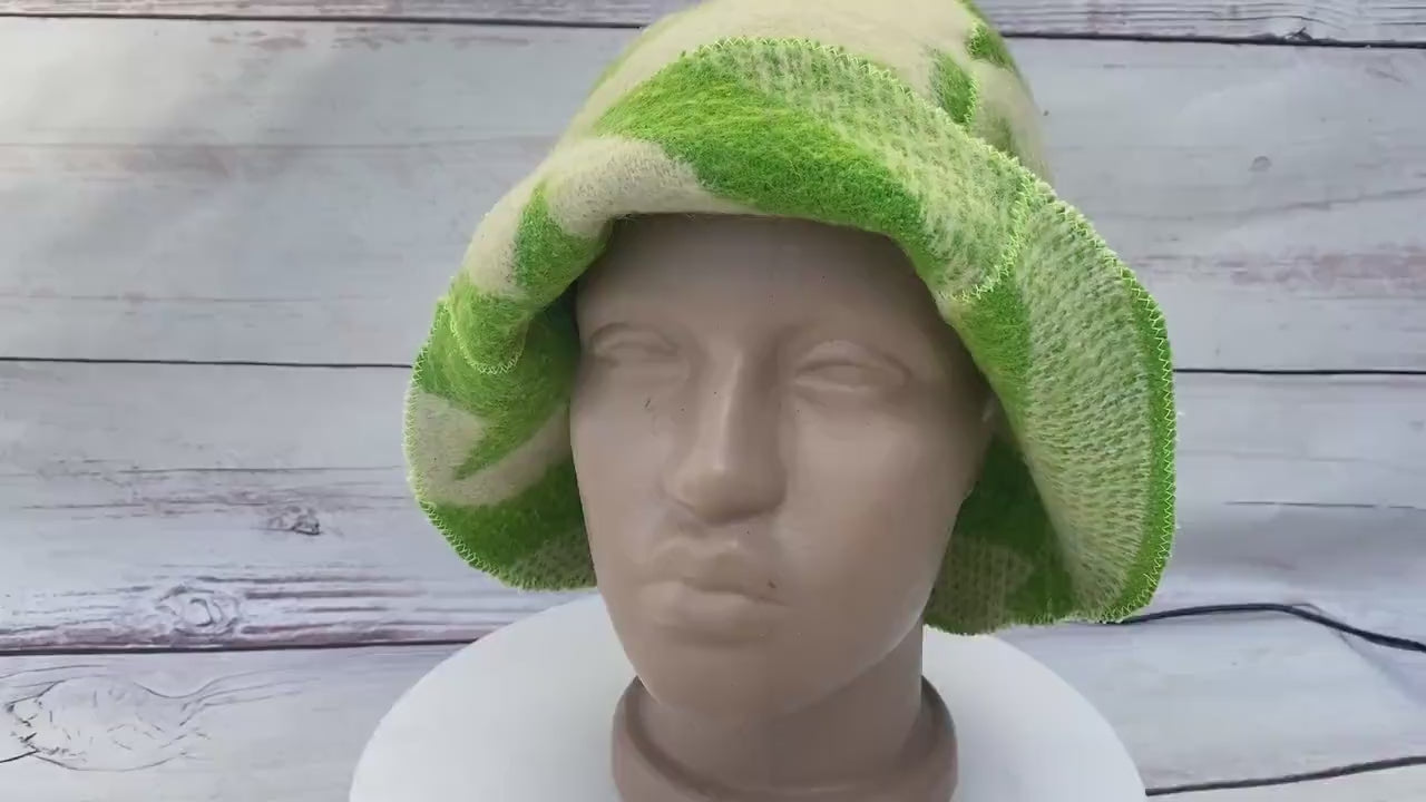 Sauna hat wool,green banya hat,sauna accessories,sauna cap,custom sauna hat,flower wool sauna hat,felt sauna hat,bucket hat,double-sided hat
