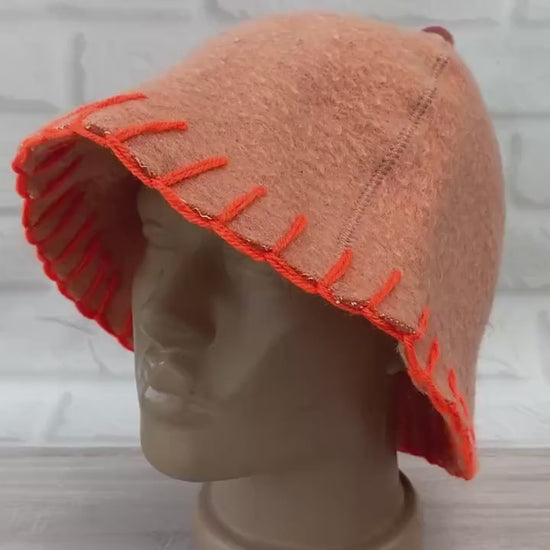 Sauna hat wool, banya hat,sauna accessories,sauna cap,custom sauna hat,flower wool sauna hat,felt sauna hat,bucket hat,double-sided hat
