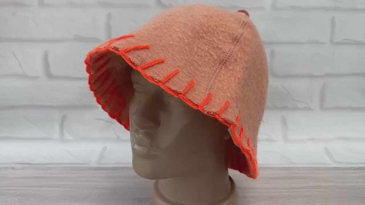 Sauna hat wool, banya hat,sauna accessories,sauna cap,custom sauna hat,flower wool sauna hat,felt sauna hat,bucket hat,double-sided hat