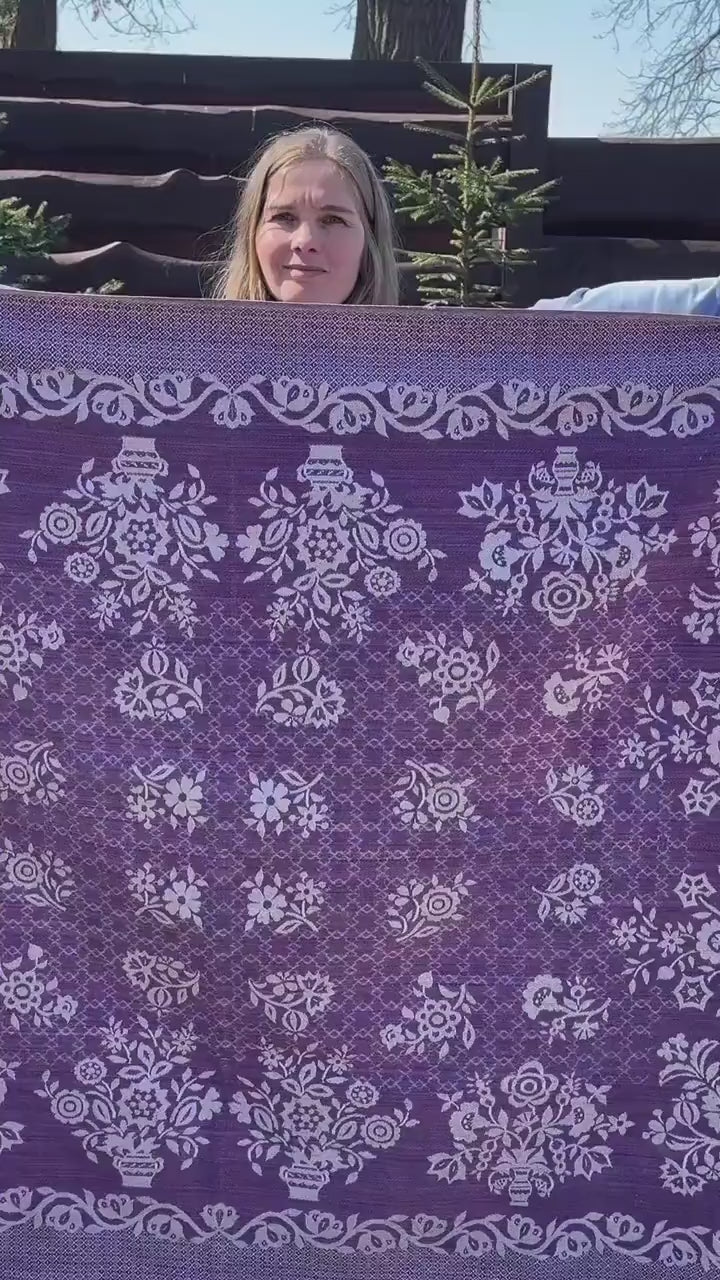 Upcycled Floral Quilt Bomber Jacket, Oversized Purple Statement Coat, Sustainable M/L
