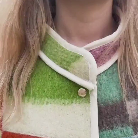 Upcycled Wool Blanket Patchwork Vest, Oversized Quilted Waistcoat with Pockets