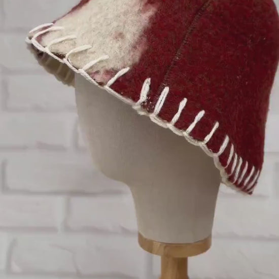Upcycled Wool Sauna Hat, Vintage Blanket Banya Cap, Eco-Friendly Spa Accessory