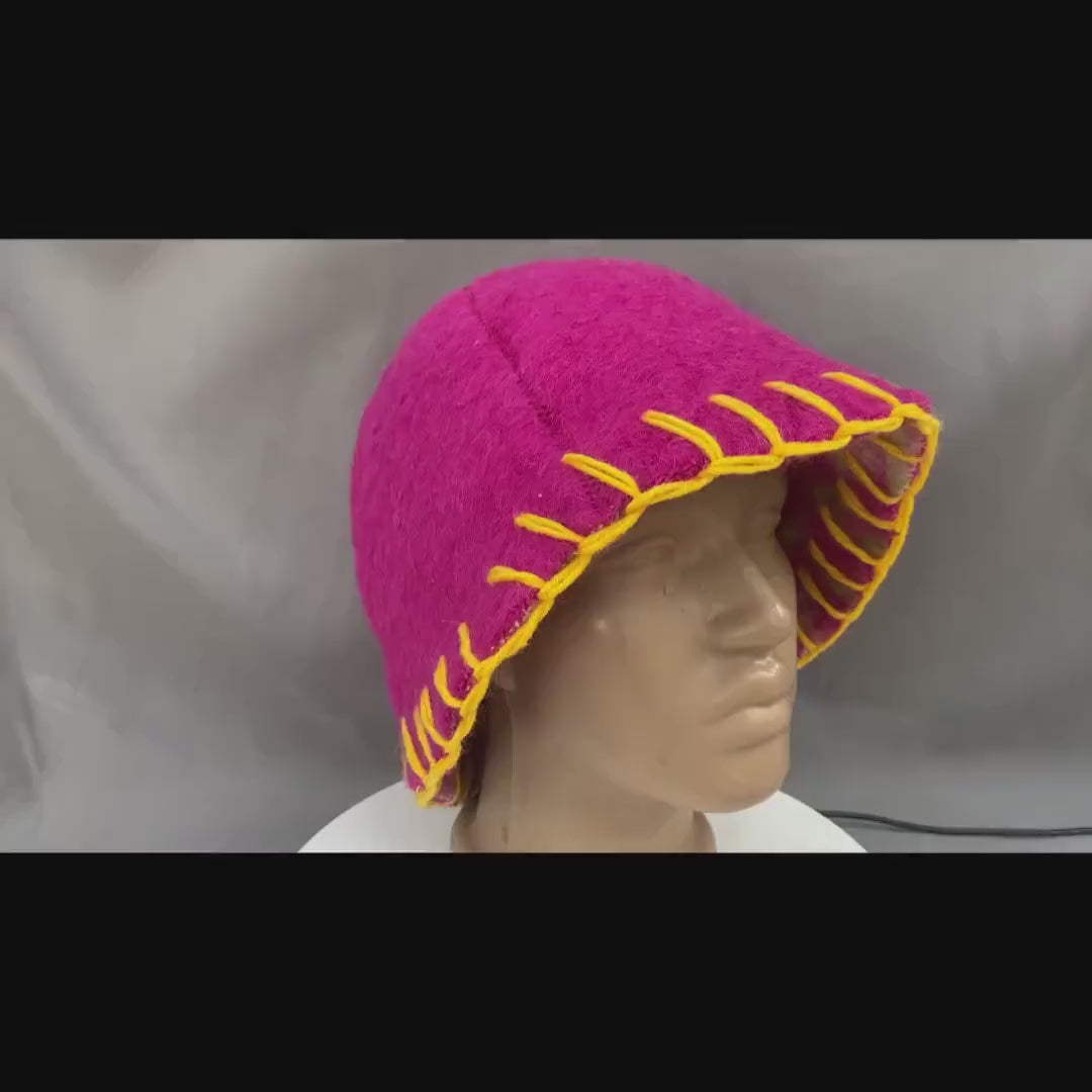 Wool Sauna Hat, Handmade Reversible Bath Hat from Vintage Blanket, Felted Sauna Cap, Unique Spa Accessory,Gift for Sauna Lover,wool bath hat