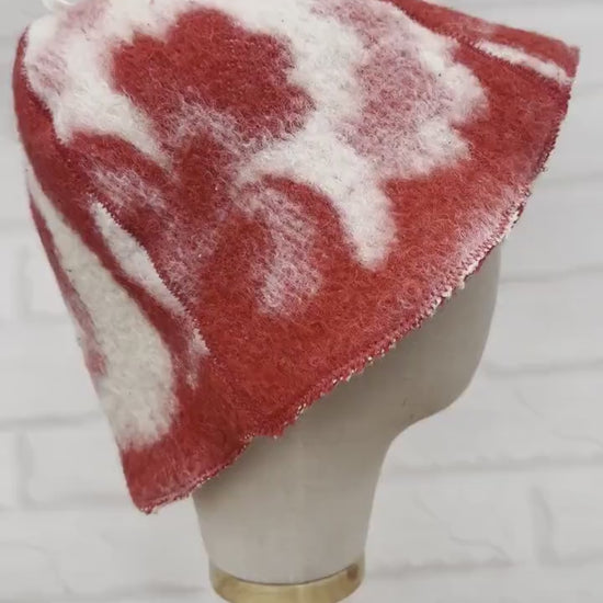 Upcycled Wool Sauna Hat, Vintage Blanket Banya Cap, Eco-Friendly Felted Bathing Headwear