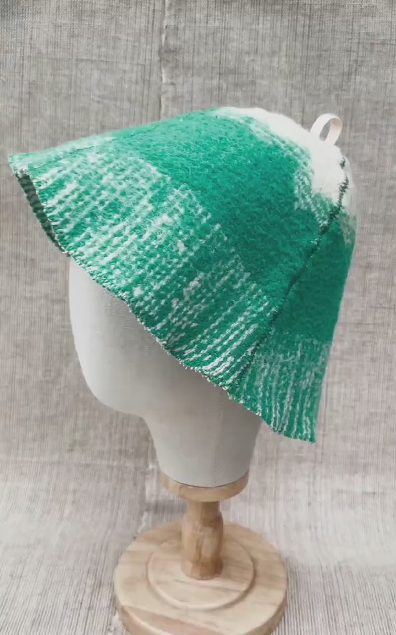 Upcycled Wool Sauna Hat, Felted Bath Cap, Steam Room Heat Protection Accessory