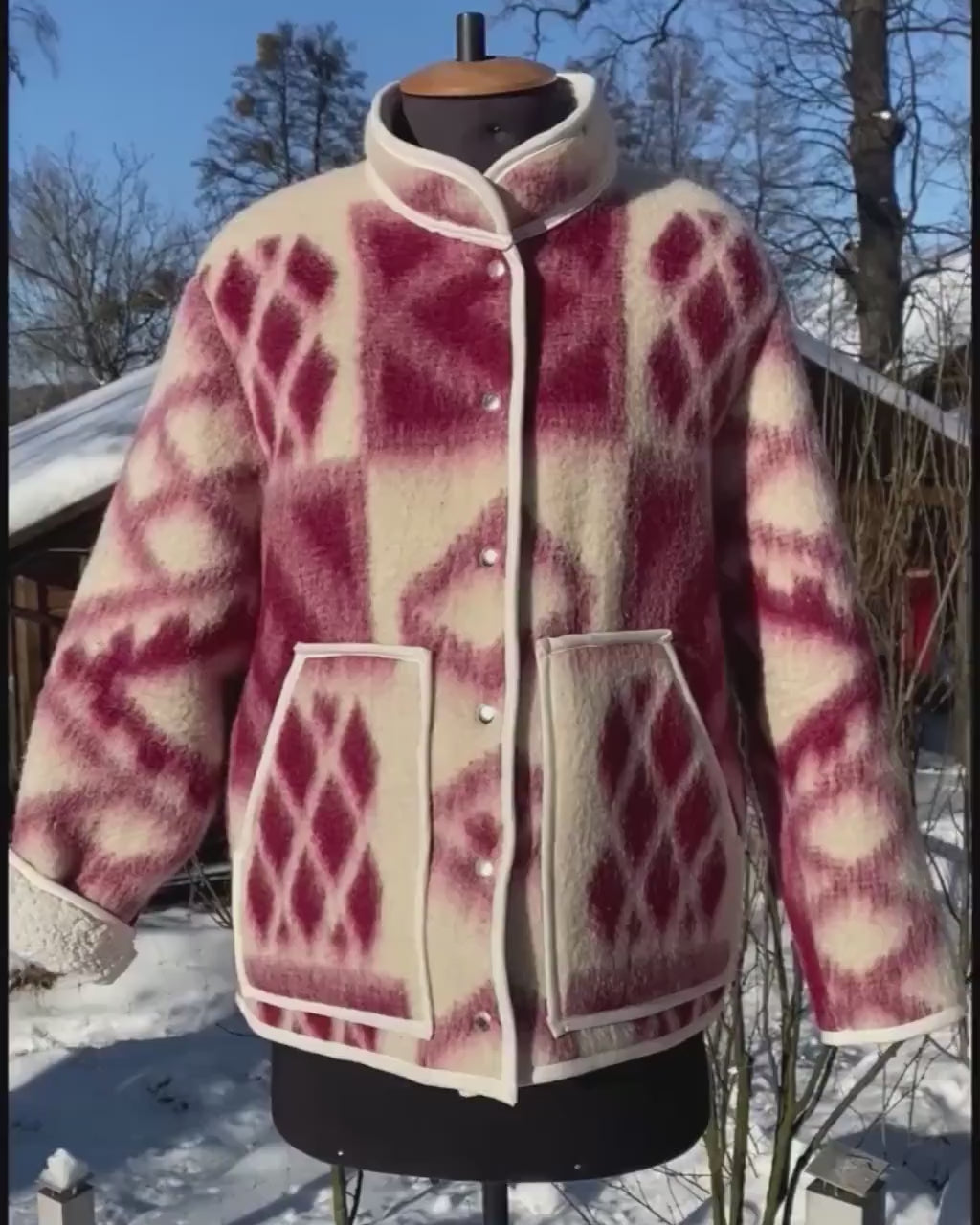 Handmade Wool Blanket Jacket M–L – Upcycled Vintage Folk Coat