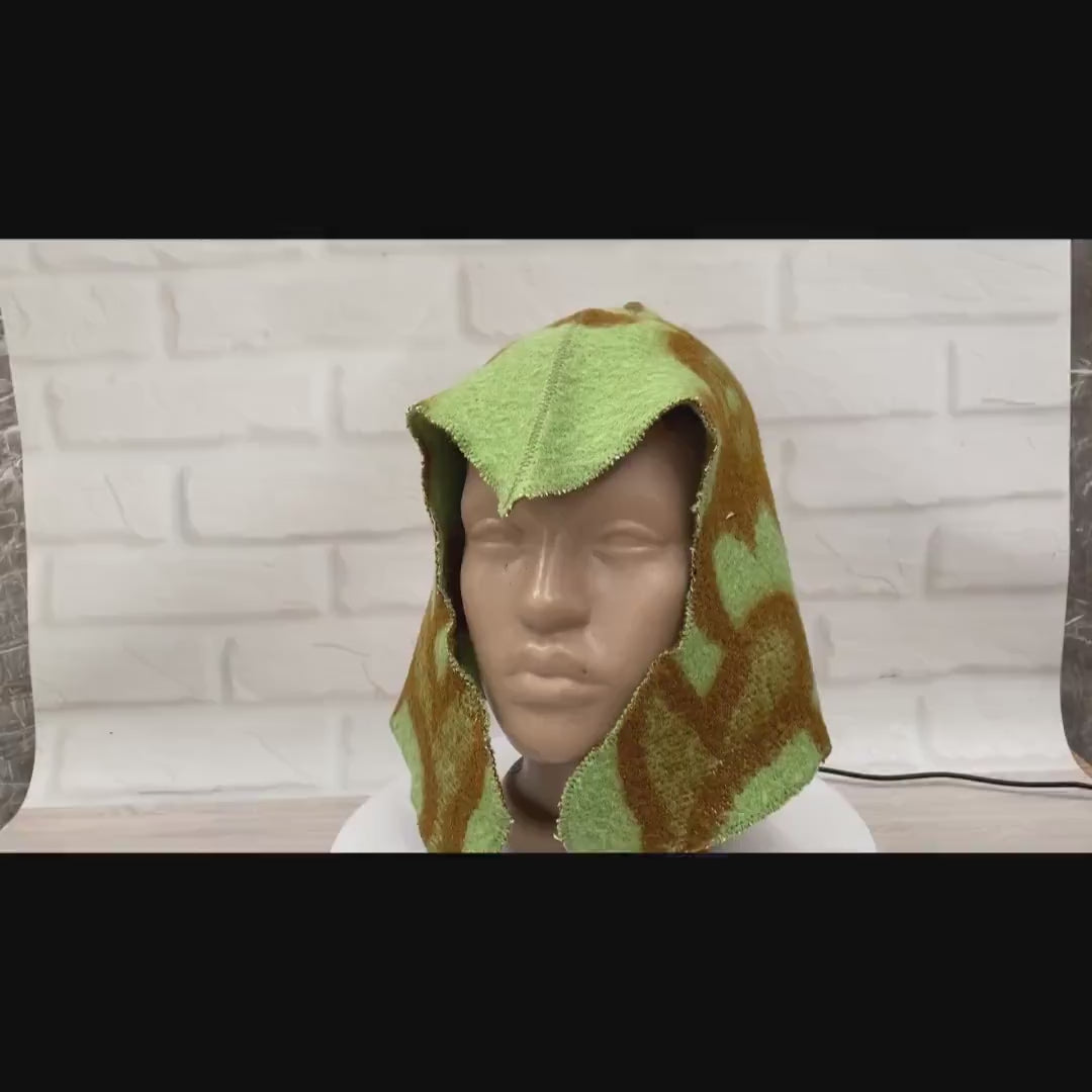 Sauna Hat 100% Natural Wool,sauna hat viking, sauna green hat cool, handmade sauna hat vegan, hat with mitten for a bath, sauna hat for men.
