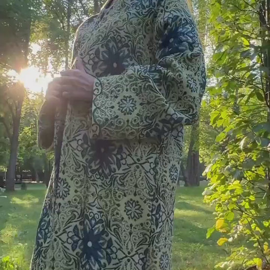 Handmade Vintage Tapestry Cardigan, Upcycled Floral Duster Coat, Oversized Boho Outerwear