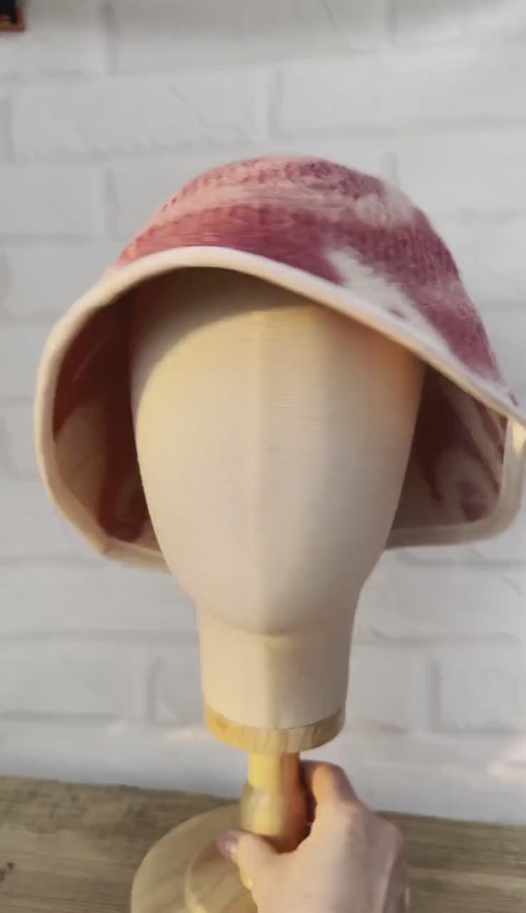 Upcycled Wool Sauna Hat, Banya Cap, Reversible Bath Headwear, Sustainable Spa Accessory