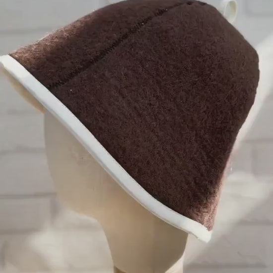 Dark Brown Felted Wool Sauna Hat – Traditional Banya Bath Accessory