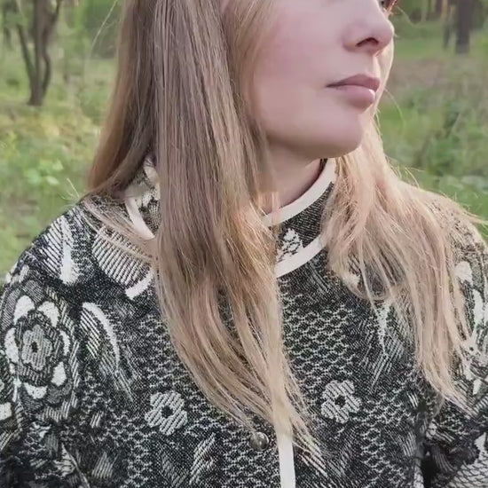 Upcycled Vintage Blanket Jacket, Oversized Quilted Bomber Coat, Eco-Friendly Statement Outerwear, Size M-L