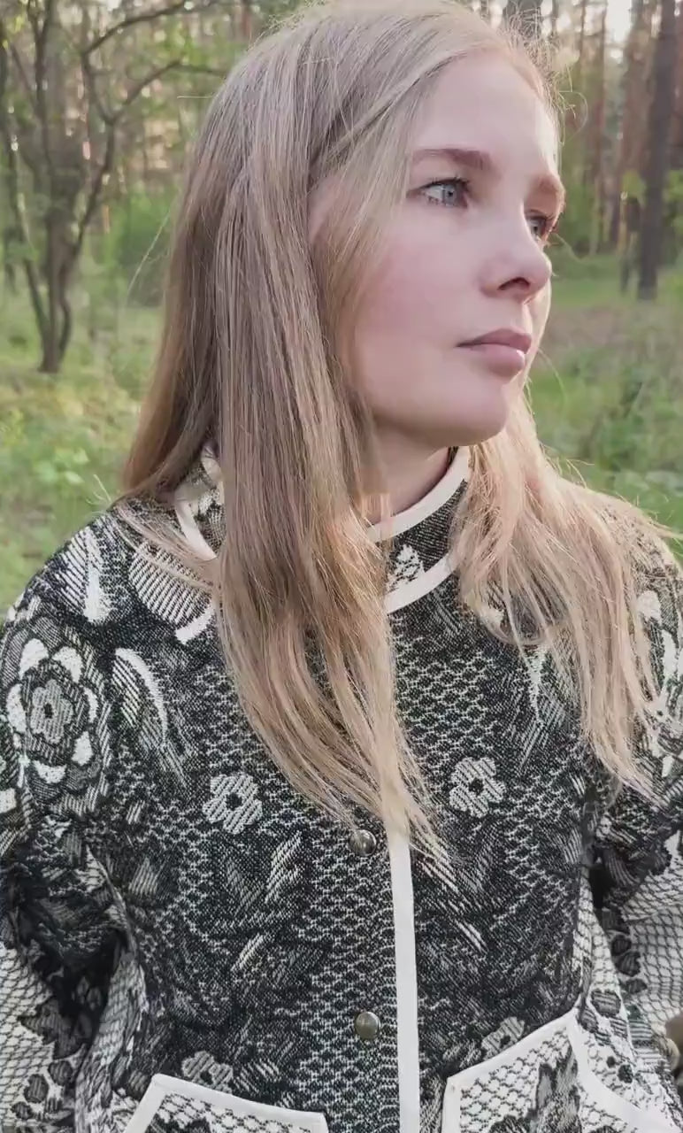 Upcycled Vintage Blanket Jacket, Oversized Quilted Bomber Coat, Eco-Friendly Statement Outerwear, Size M-L